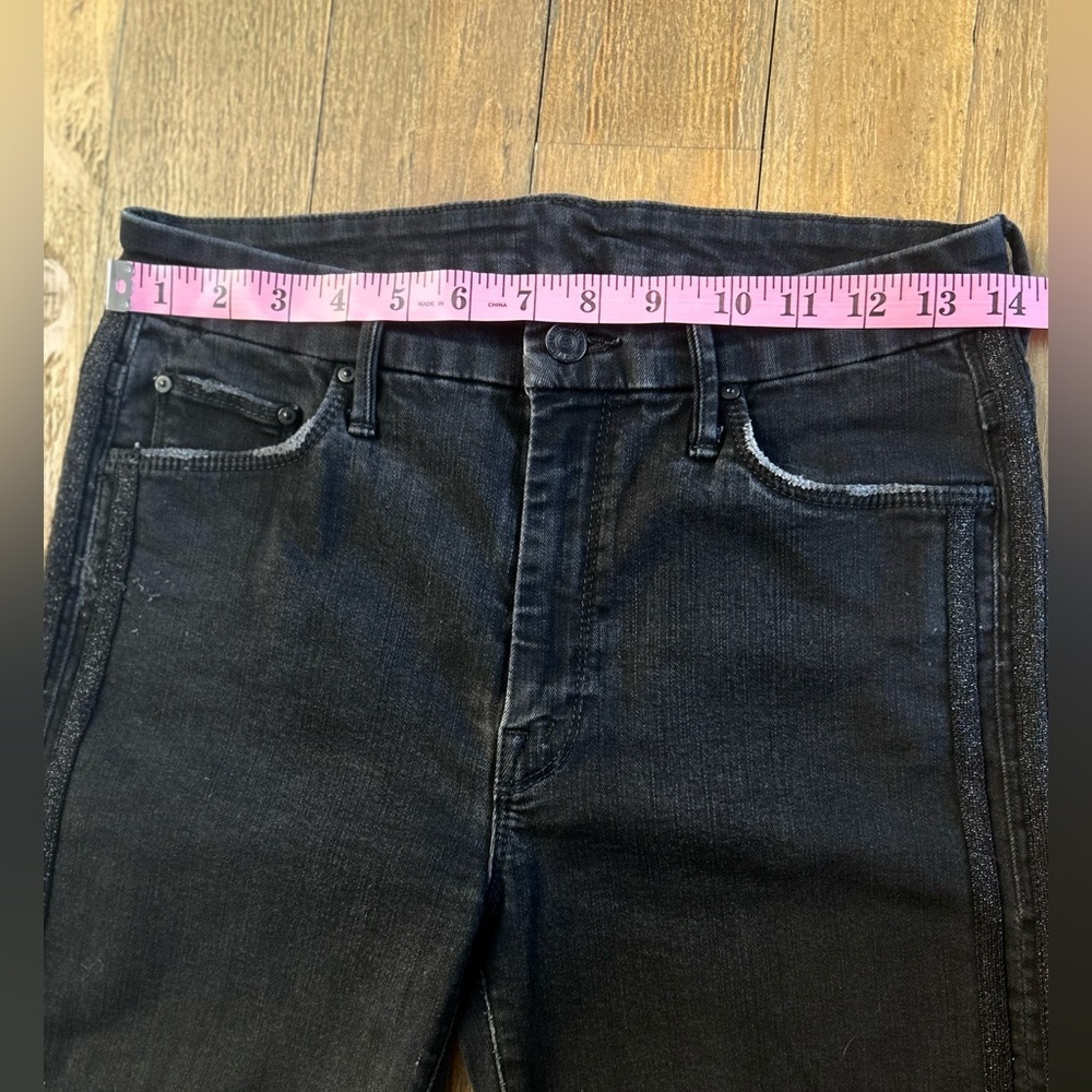 MOTHER  Black Skinny Jeans High-Rise Looker Jeans in Miss Moody Two Shoes Racer - Picture 12 of 13